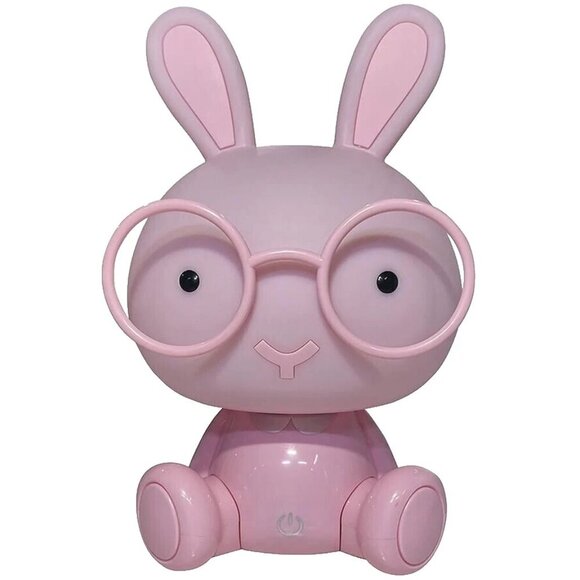 NEW Cute Pink Bunny with Glasses Table Lamp for Kids Room or Nursery - Picture 1 of 3